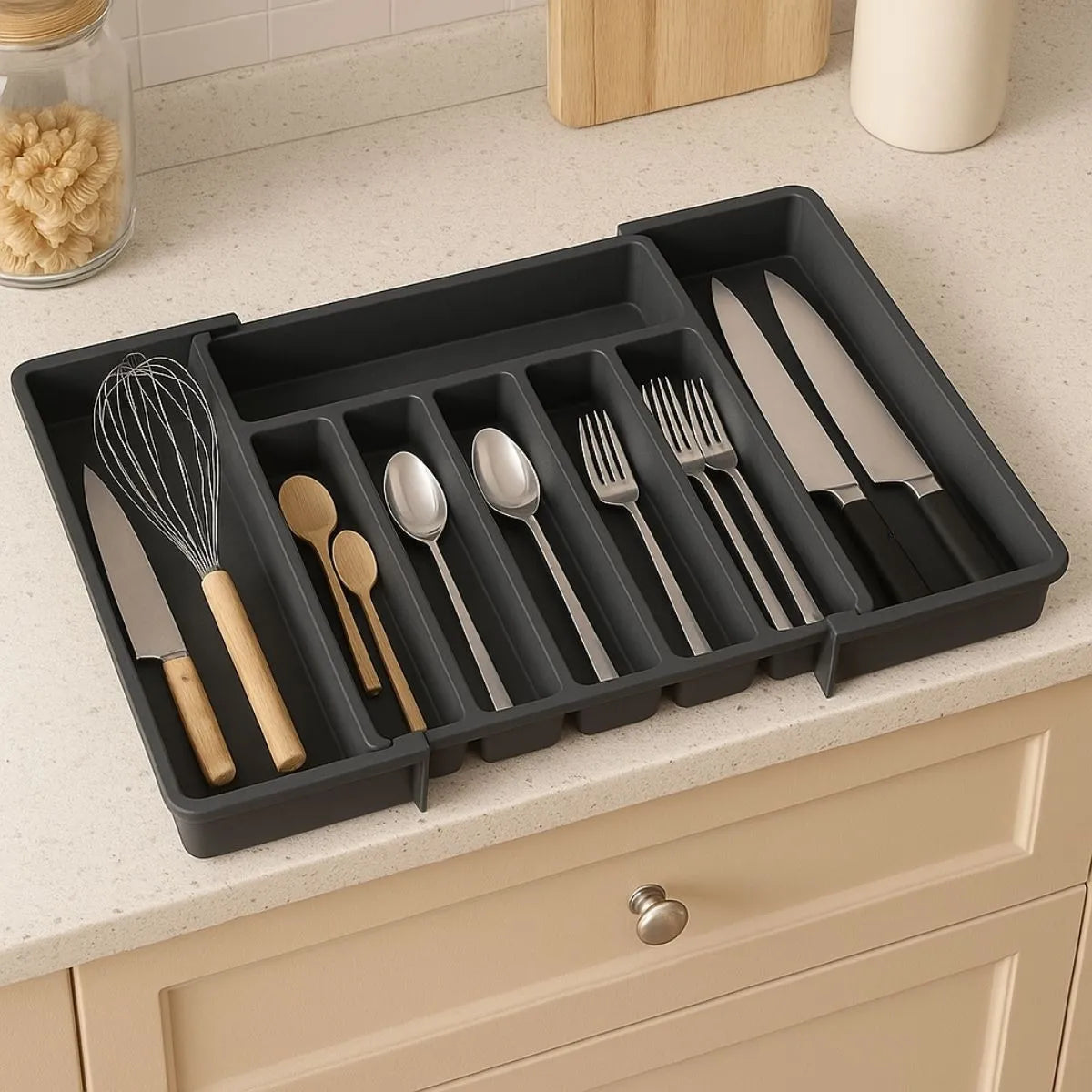 Organizador Ajustável para Gavetas – Cozinha e Talheres