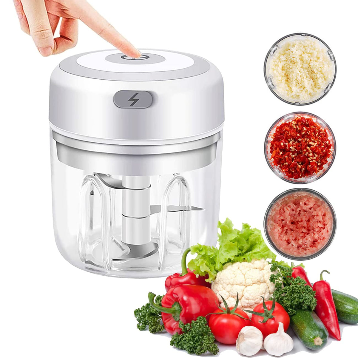 Mini Processador Elétrico Portátil 3 em 1